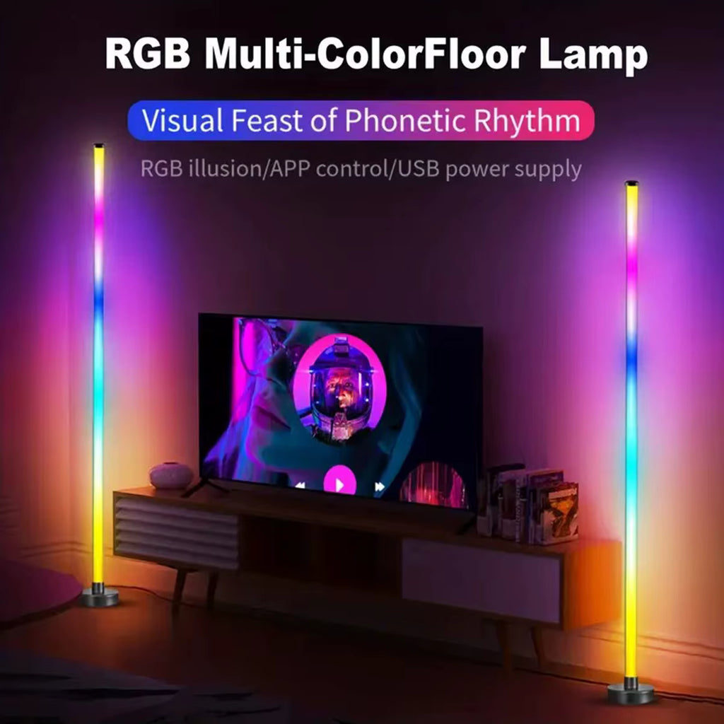 EISSLOLY 2 pièces lampadaire RGB Intelligent APP contrôle musique éclairage d'angle synchronisé décoration de salle lumières sur pied - DeLeds